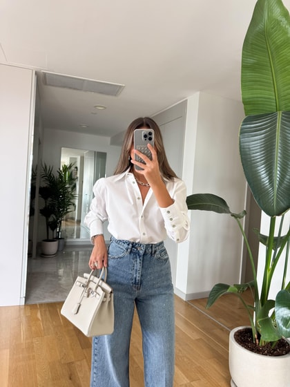 Düğmeli Oxford Gömlek - Beyaz 