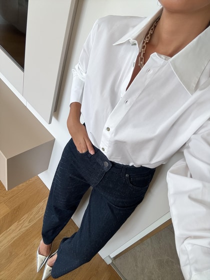 Düğmeli Oxford Gömlek - Beyaz 