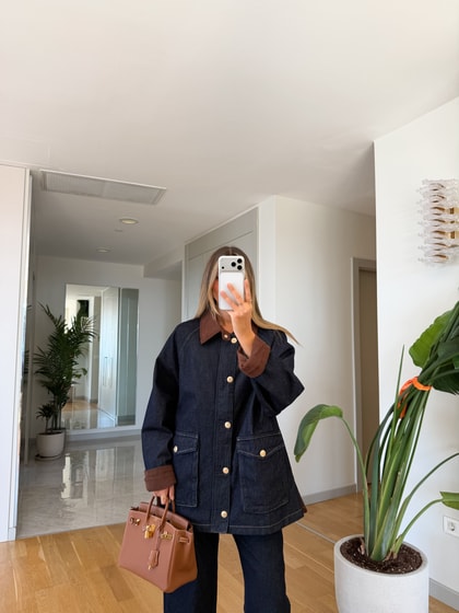 Ekose Astarlı Denim Ceket 