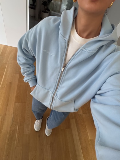 Ella Fermuarlı Sweatshirt - Mavi 