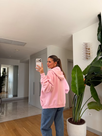 Ella Fermuarlı Sweatshirt - Pembe