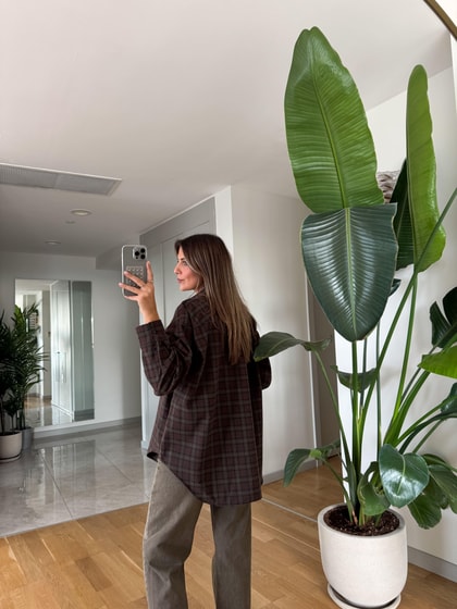 Eva Kahve Ekoseli Gömlek 