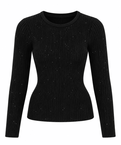 Fitilli Pullu Bluz - Siyah