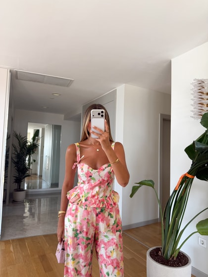 Floral Baskılı Büstiyer Pantolon Takım 