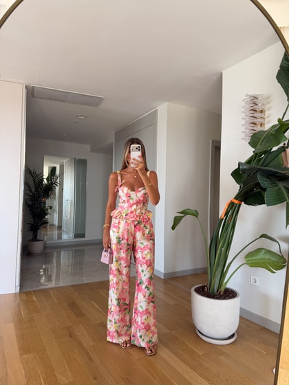 Floral Baskılı Büstiyer Pantolon Takım 