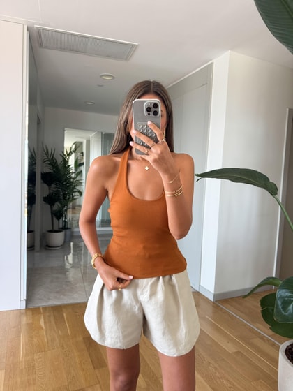 Halter Yaka Fitilli Top - Açık Kiremit