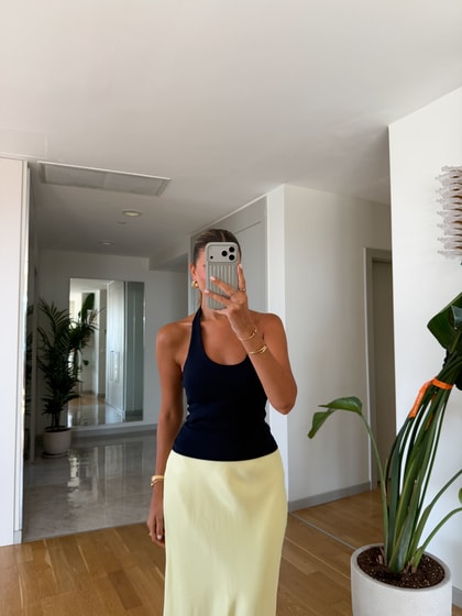 Halter Yaka Fitilli Top - Siyah