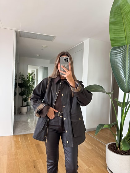 İçi Yeşil  Kareli Kahve Parka