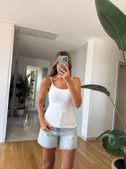 İnce Askılı Poliamid Atlet - Ekru