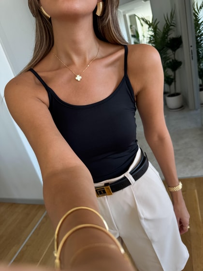 İnce Askılı Poliamid Atlet - Siyah