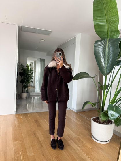 Irana Kemerli Kesik Paça Jean - Kahve