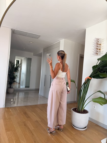 İthal Taşlı Balon Pantolon - Pembe