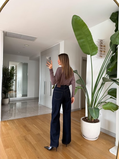 Jawel Taşlı Wide Leg Jean - Lacivert
