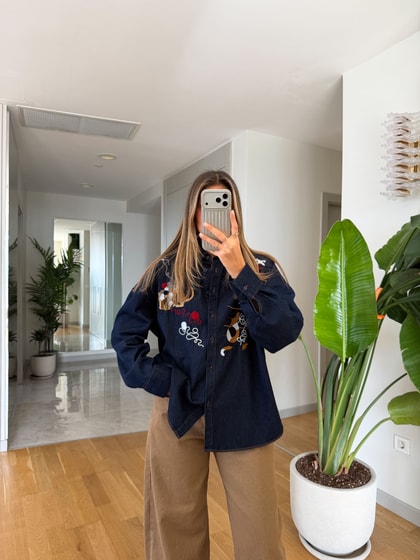 Jerry Nakışlı Kot Gömlek