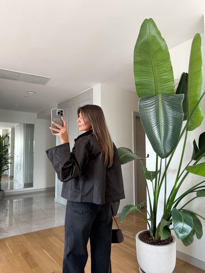 Kadife Yakalı Cepli Parka - Kahve