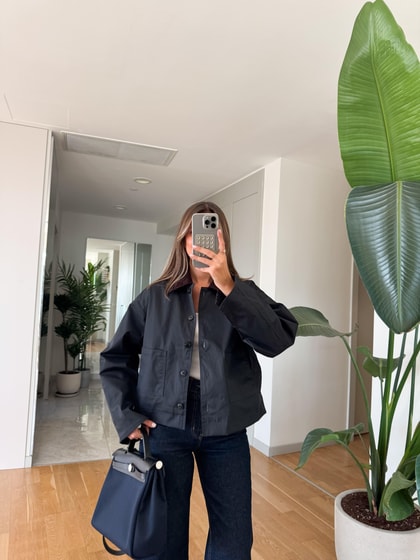 Kadife Yakalı Cepli Parka - Lacivert