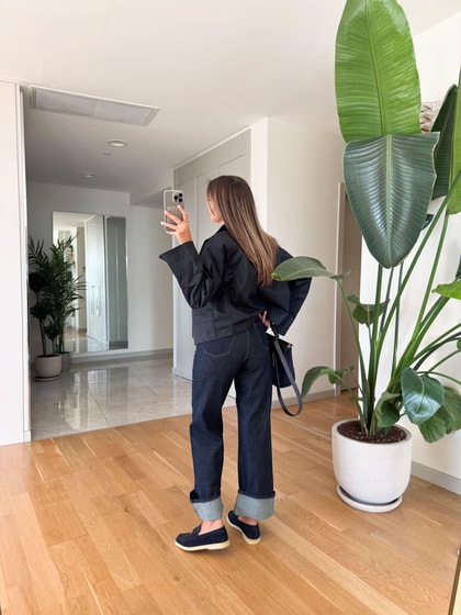 Kadife Yakalı Cepli Parka - Lacivert