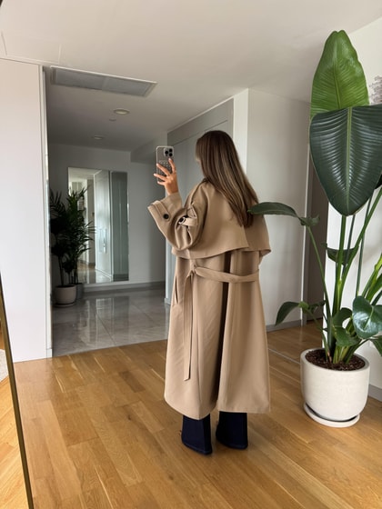 Kesha Uzun Salaş Trençkot - Camel