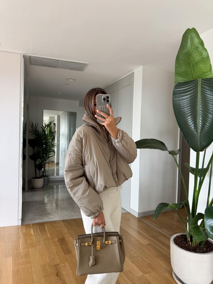 Kısa Şişme Bomber Mont - Vizon 