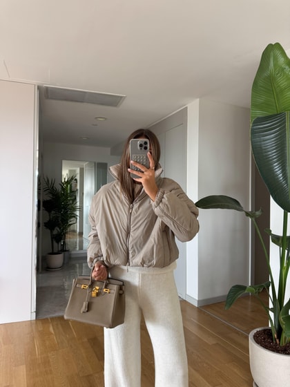 Kısa Şişme Bomber Mont - Vizon 