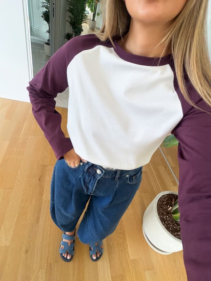 Kolu Renkli Sweatshirt - Mürdüm