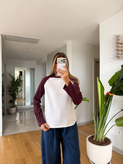 Kolu Renkli Sweatshirt - Mürdüm
