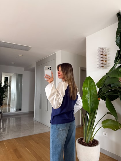 Kontrast Baskılı Basic Sweat - Beyaz