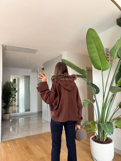 Kürk Kapüşonlu Parka - Kahve