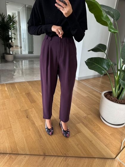 Liaona Krep Kumaş Havuç Pantolon-Mürdüm