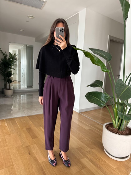 Liaona Krep Kumaş Havuç Pantolon-Mürdüm