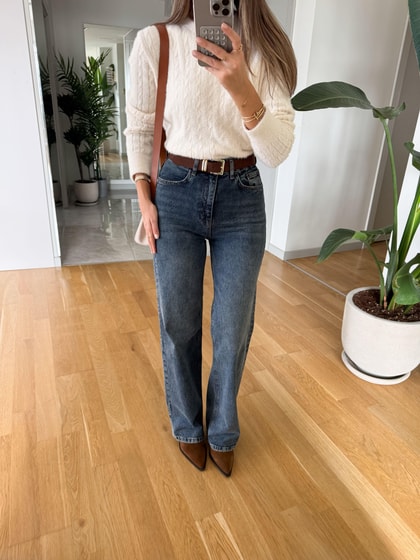 Lucas Kemerli Wide Leg Jean - Mavi 