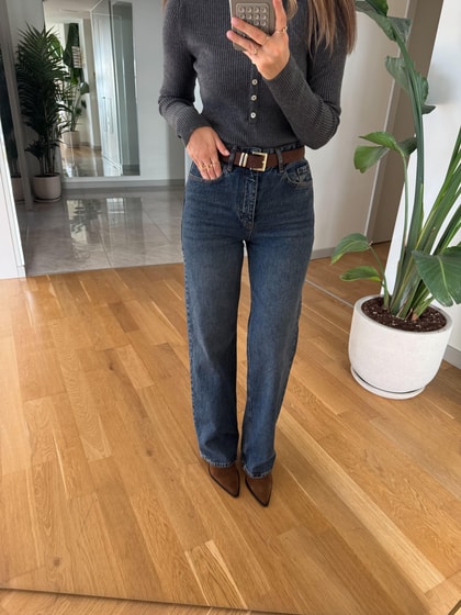 Lucas Kemerli Wide Leg Jean - Mavi 