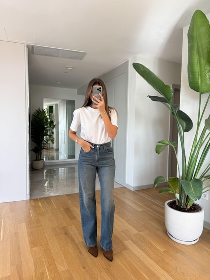 Marly Straight Kesim Jean - Eskitme Mavi 