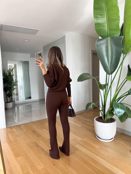 Marsel Fitilli Triko Takım - Kahve