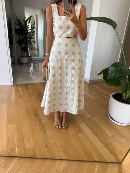 Nakışlı Etek Bluz Keten Takım