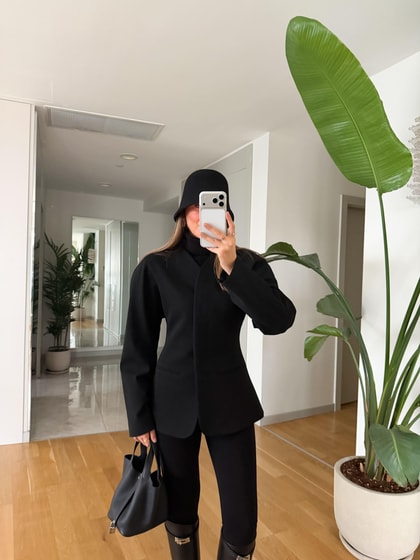 Özel Seri Premium Belden Oturmalı Ceket - Siyah