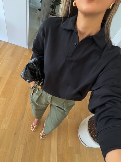 Polo Yaka Sweatshirt - Siyah
