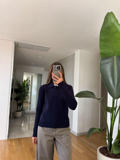 Premium Doku Polo Yaka Triko - Lacivert