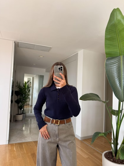 Premium Doku Polo Yaka Triko - Lacivert