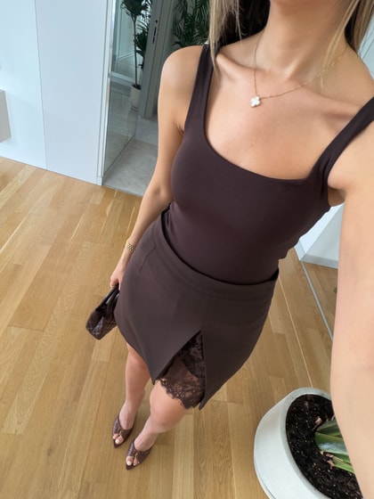 Qs Askılı Bodysuit - Kahve
