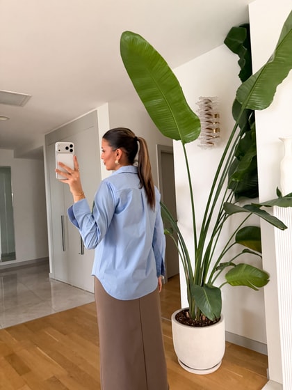 Renesa Vatkalı Basic Poplin Gömlek - Bebe Mavi