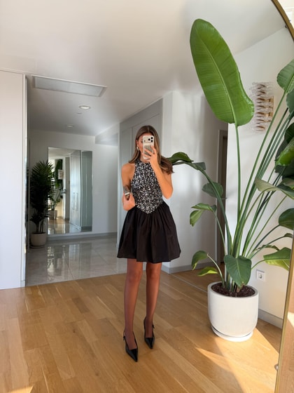 Rose Payetli Mini Elbise - Silver