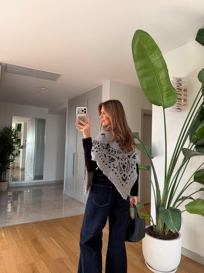 Şal Desenli Triko Şal - Siyah