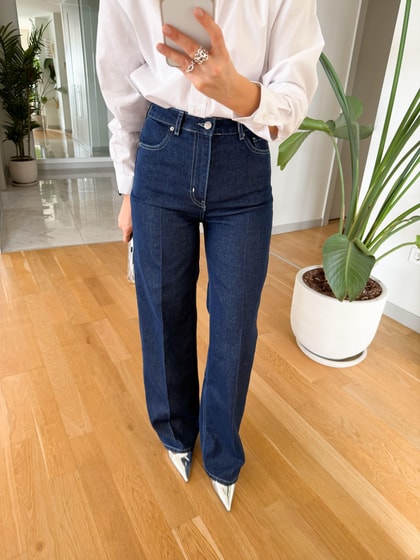 Silver Simli Wide Leg Jean - Lacivert