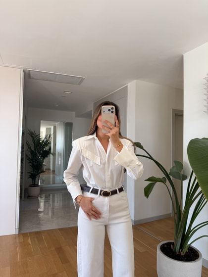 Vatkalı Kapak Cepli Gömlek - Ekru