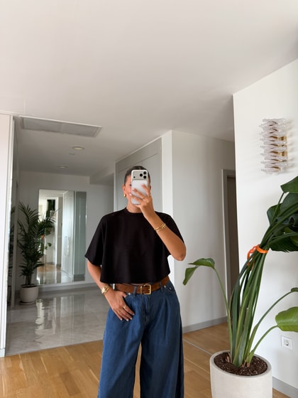 Yarasa Kol Crop Bluz - Siyah