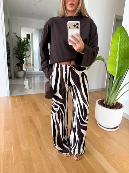 Zebra Beli Bağcıklı Tok Saten Pantolon