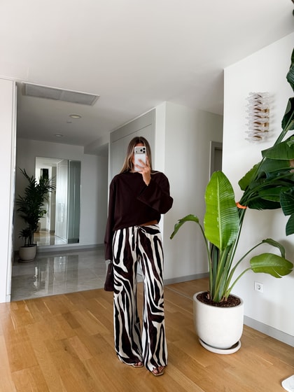 Zebra Beli Bağcıklı Tok Saten Pantolon