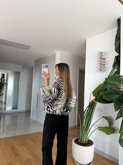Zebra Desen Bomber Ceket 