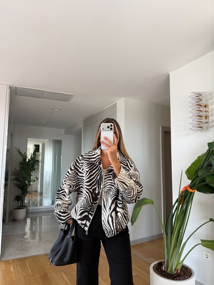 Zebra Desen Bomber Ceket 